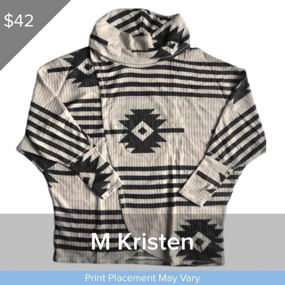 Southwestern cowl neck pullover size MEDIUM (approximately 8-12)
